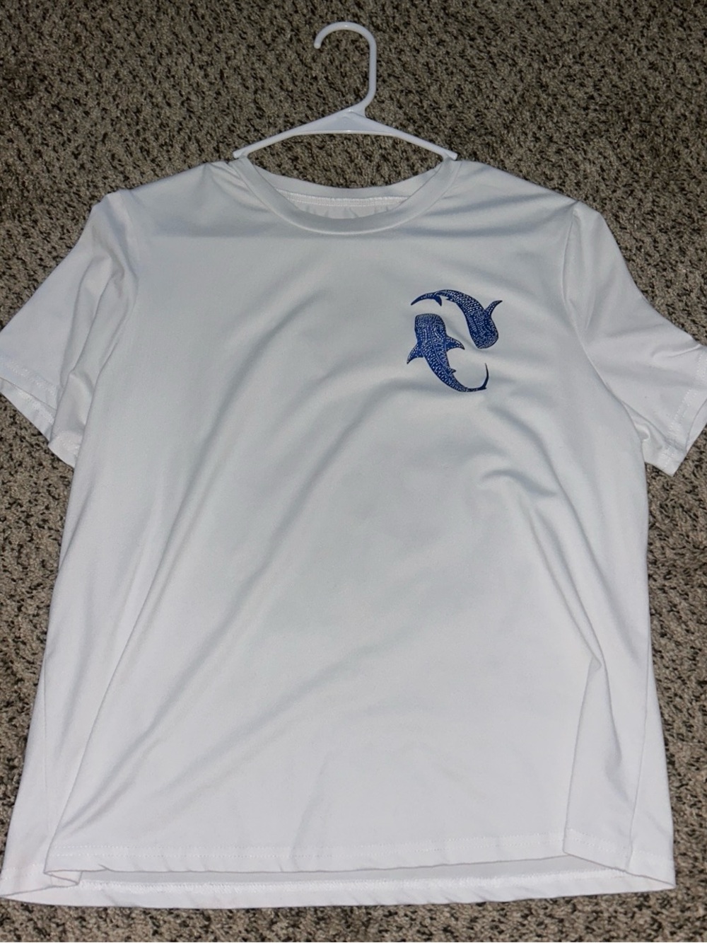 White Short-Sleeve Tee with Blue whale shark